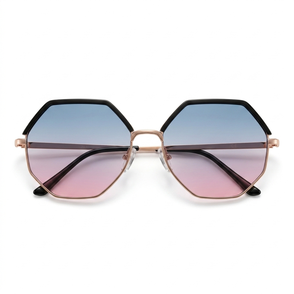 Hexagonal Gradient Sunglasses for Women