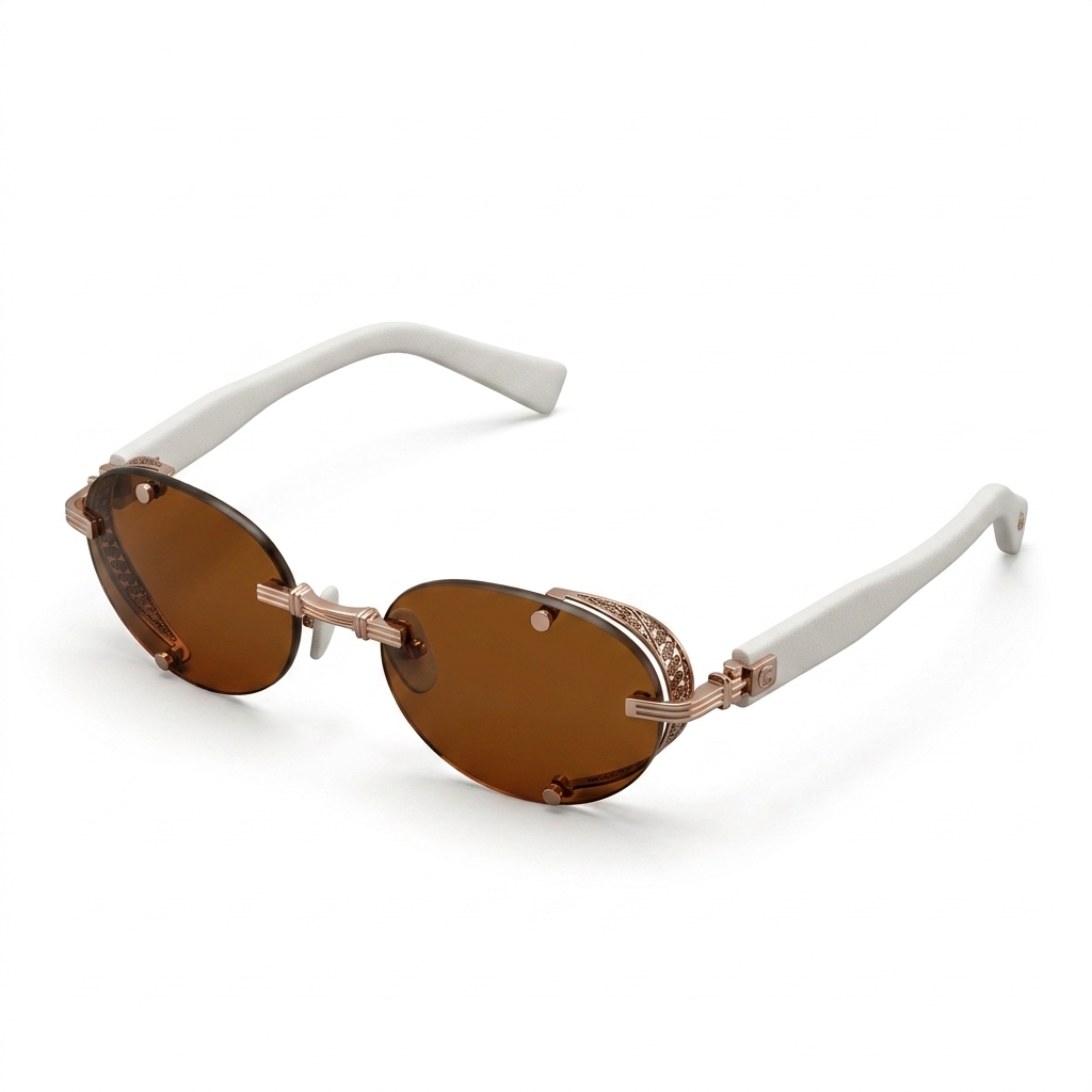 Oval Rimless Brown Lens Sunglasses