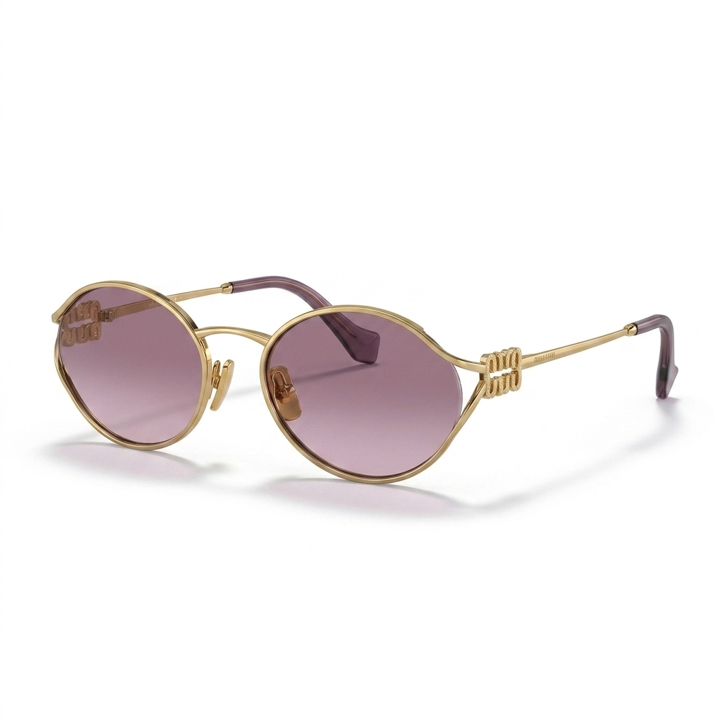 Miu Miu Women's Gold Frame Purple Lens Sunglasses