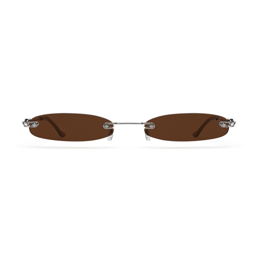 Stylish Brown Oval Rimless Sunglasses