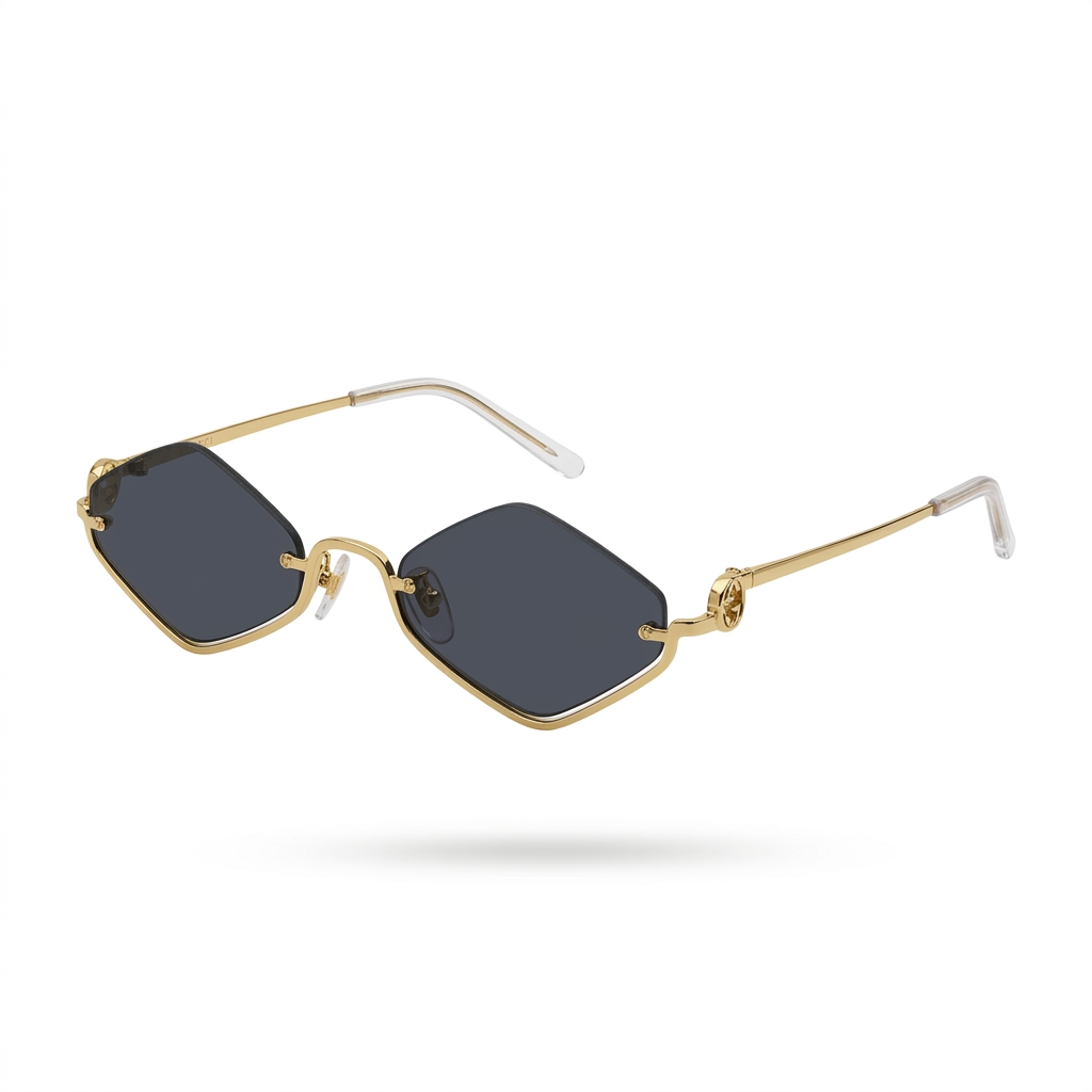 Diamond Shape Gold Frame Sunglasses