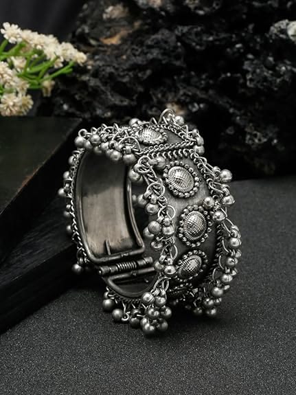 Oxidized Ghungroo Bangle Bracelet for Women