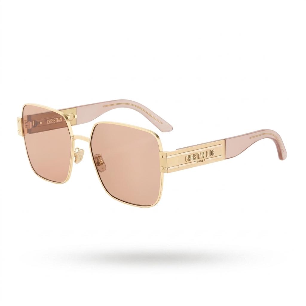 Christian Dior Gold Square Frame Sunglasses