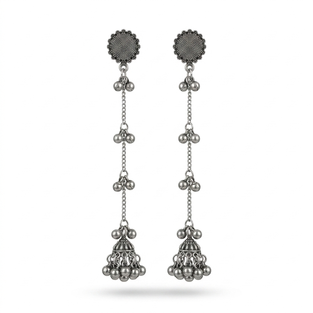 Oxidized Ghungroo Jhumka Dangler Earrings