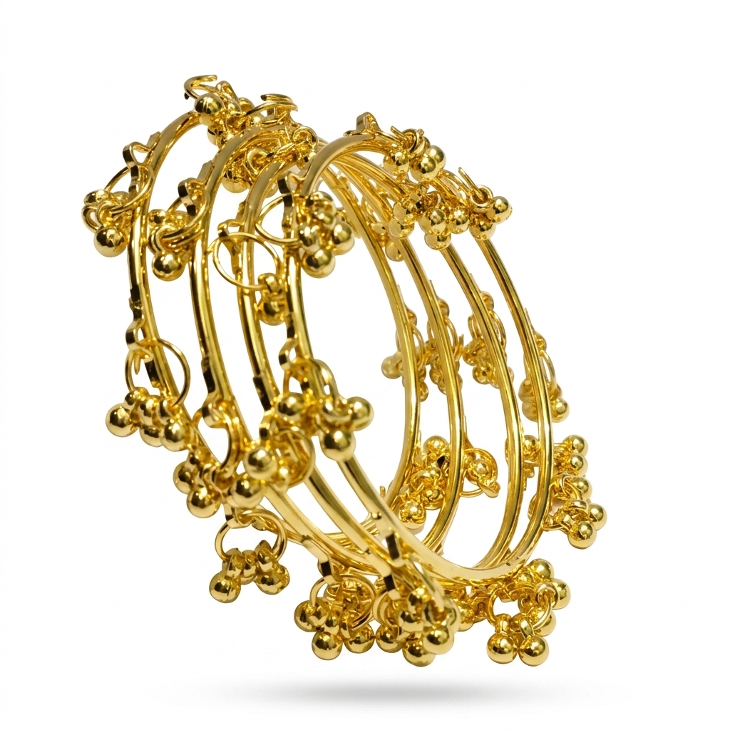 Gold Plated Ghungroo Bangle Set
