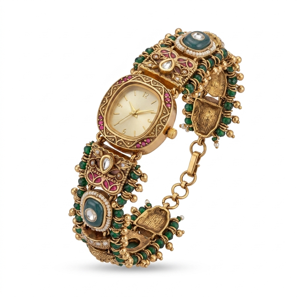 Ethnic Kundan Beaded Watch for Women