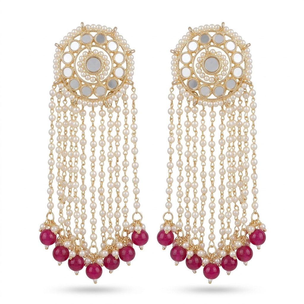 Mirror Pearl Drop Earrings for Women