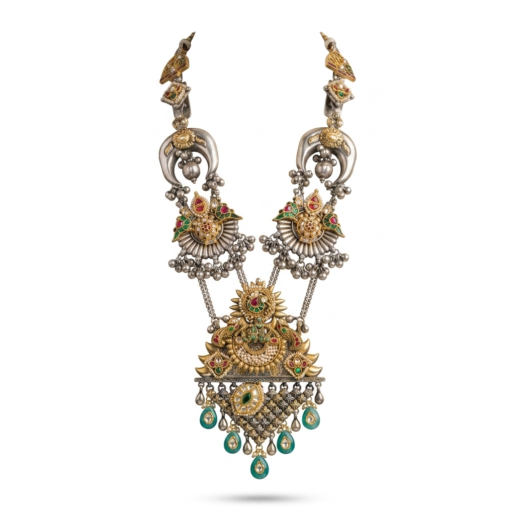 Traditional Oxidized Peacock Necklace