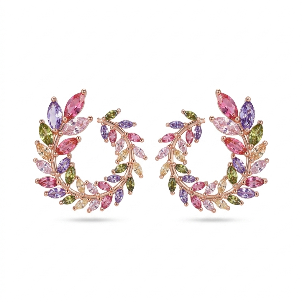 Stylish Multicolored Leaf Stud Earrings for Women