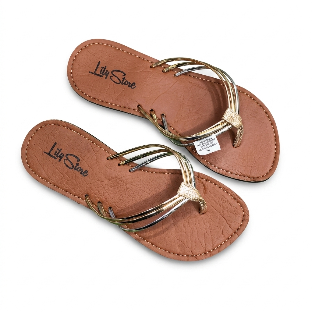 Stylish Metallic Strap Flat Sandals for Women
