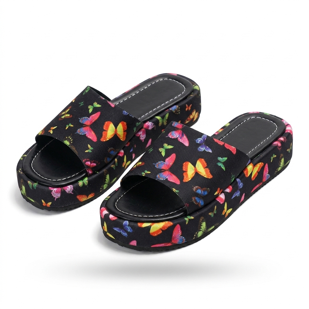 Trendy Butterfly Platform Slides for Women