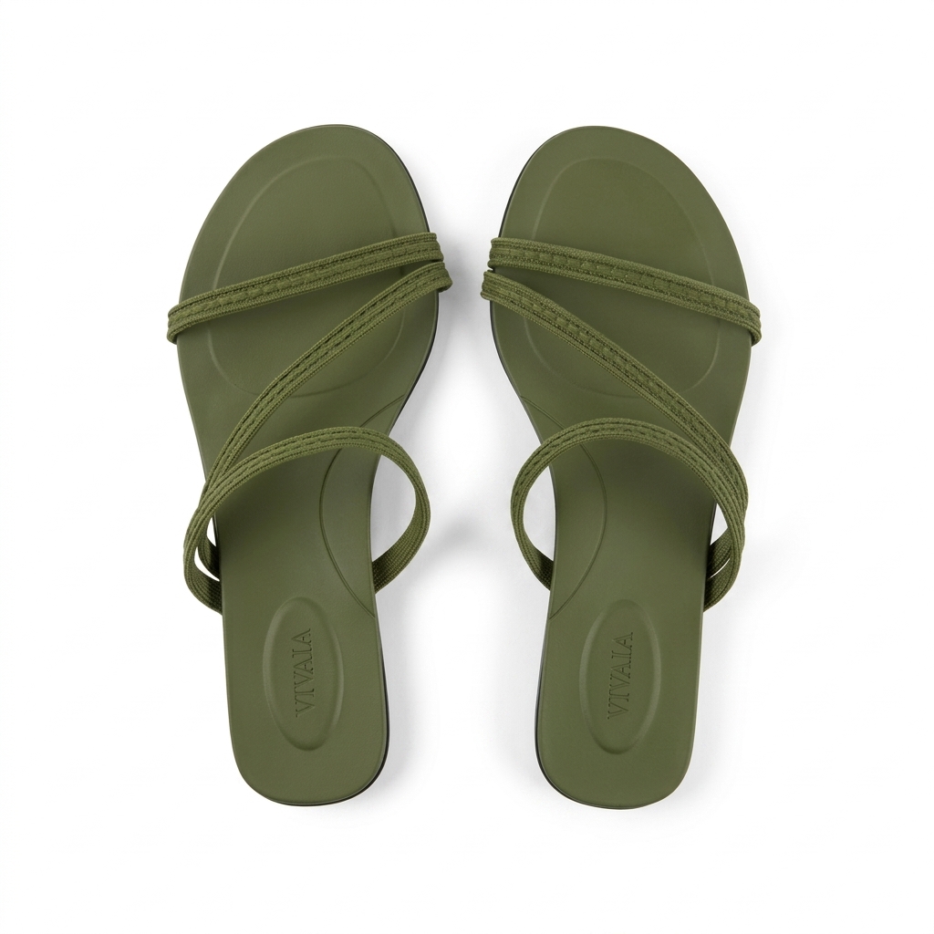 Olive Green Flat Sandals for Women