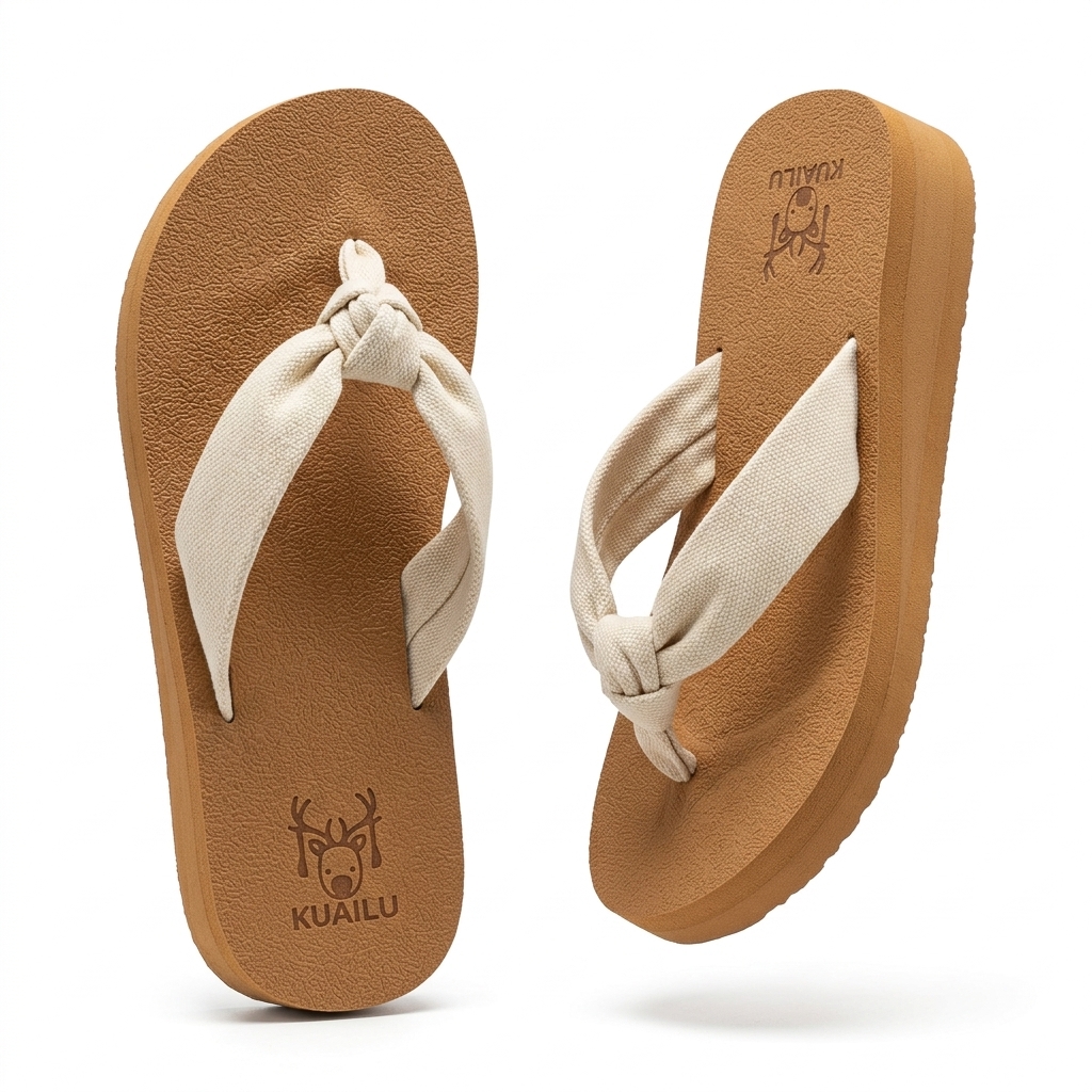 Stylish Women's Knot Fabric Strap Platform Flip-Flops