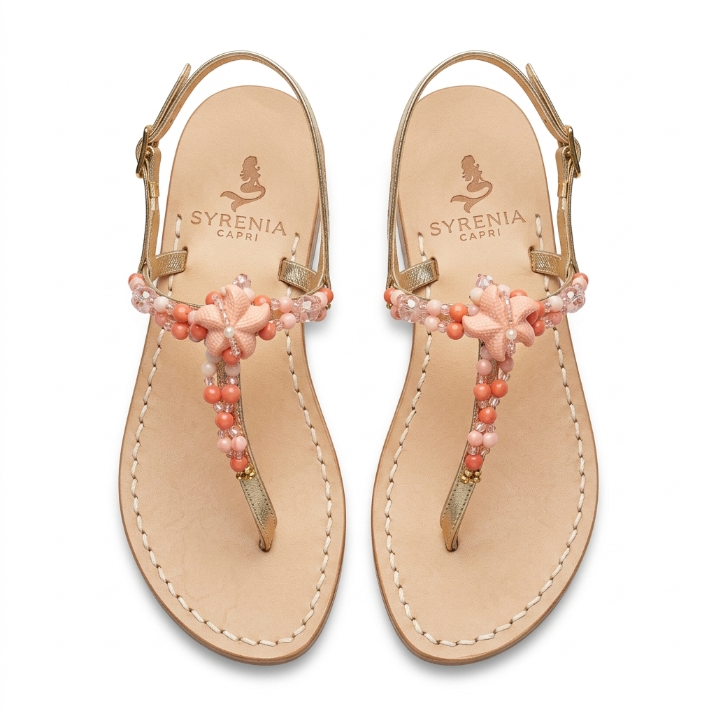 Women's Gold Beaded Flat Sandals