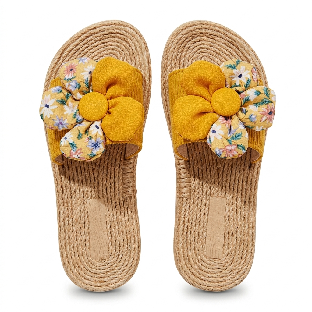 Floral Jute Sliders for Women | Stylish Casual Sandals