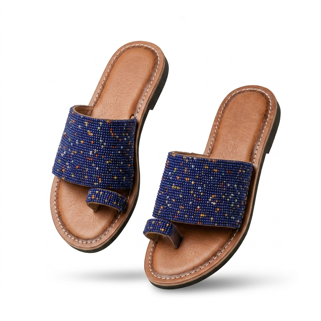 Women's Beaded Flat Sandals | Ethnic Chappals