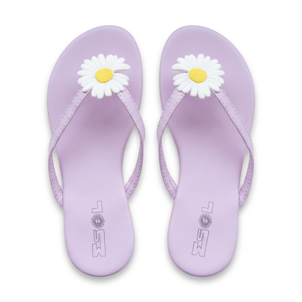 Women's Fashion Daisy Lavender Flip-Flops