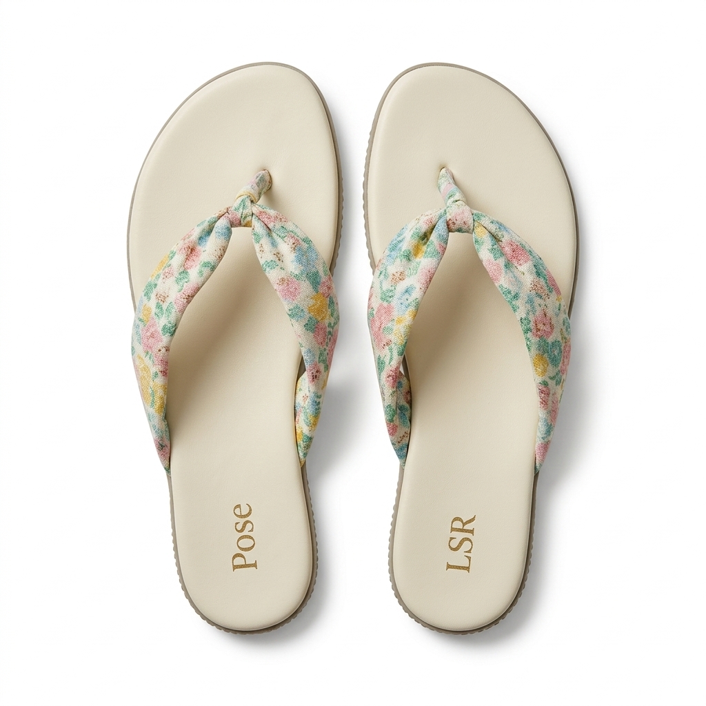 Women's Floral Fabric Thong Flip-Flops