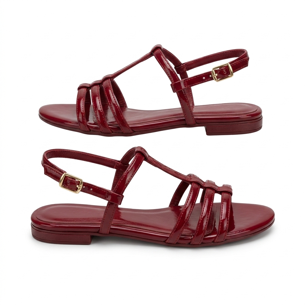 Maroon Flat Strap Sandals for Women