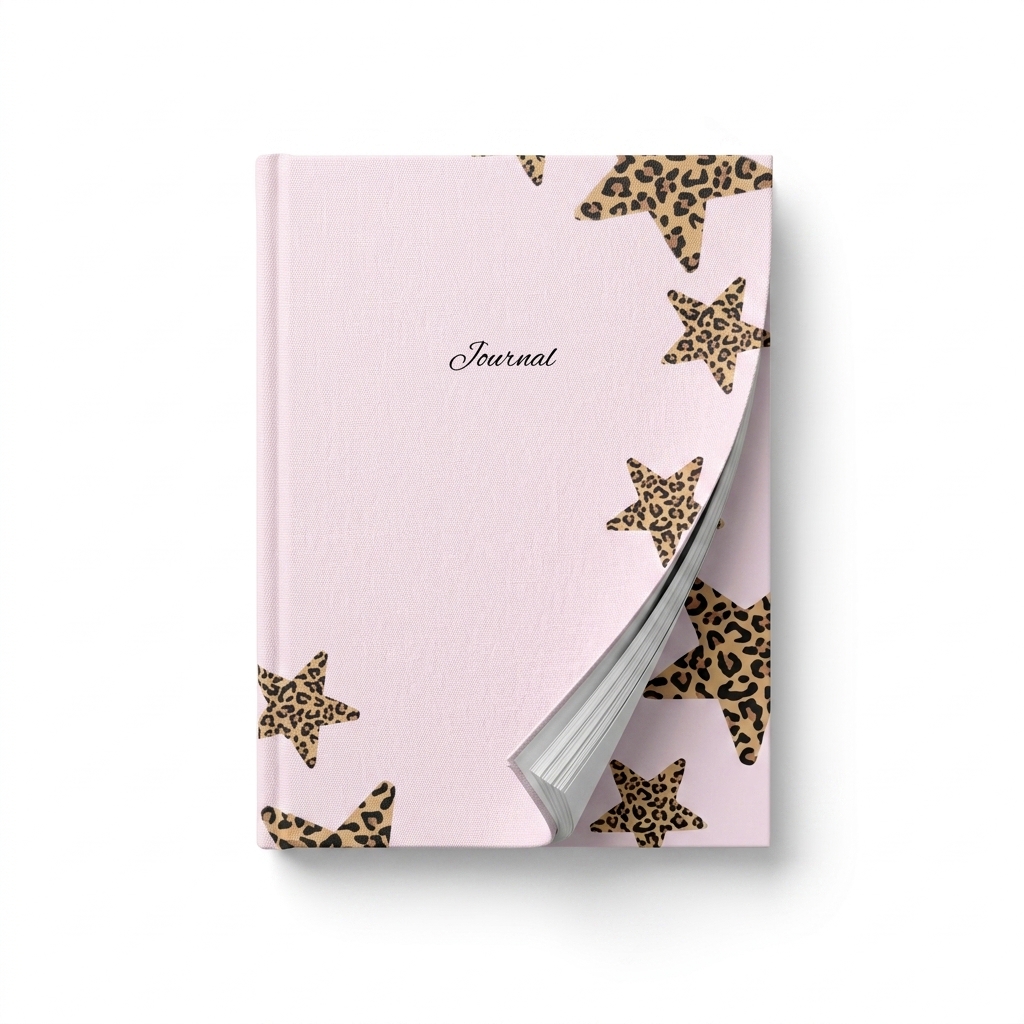 Stylish Pink Leopard Star Hardcover Journal