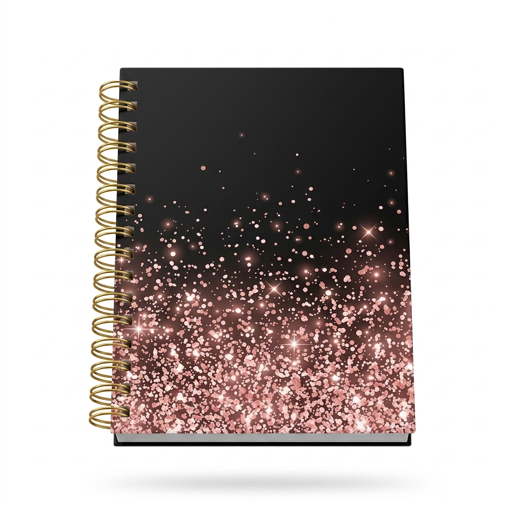Rose Gold Glitter Spiral Notebook
