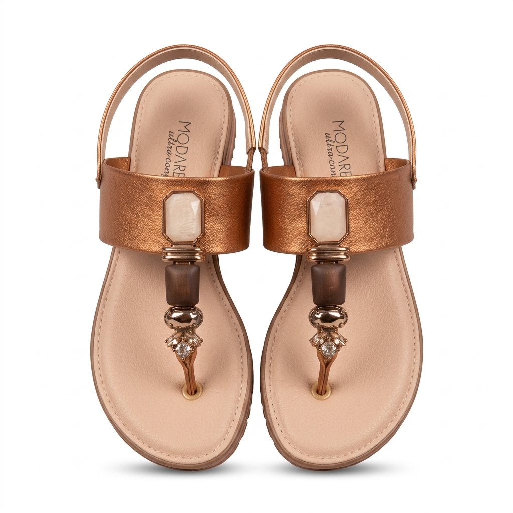 Women's Metallic Embellished Flat Sandals