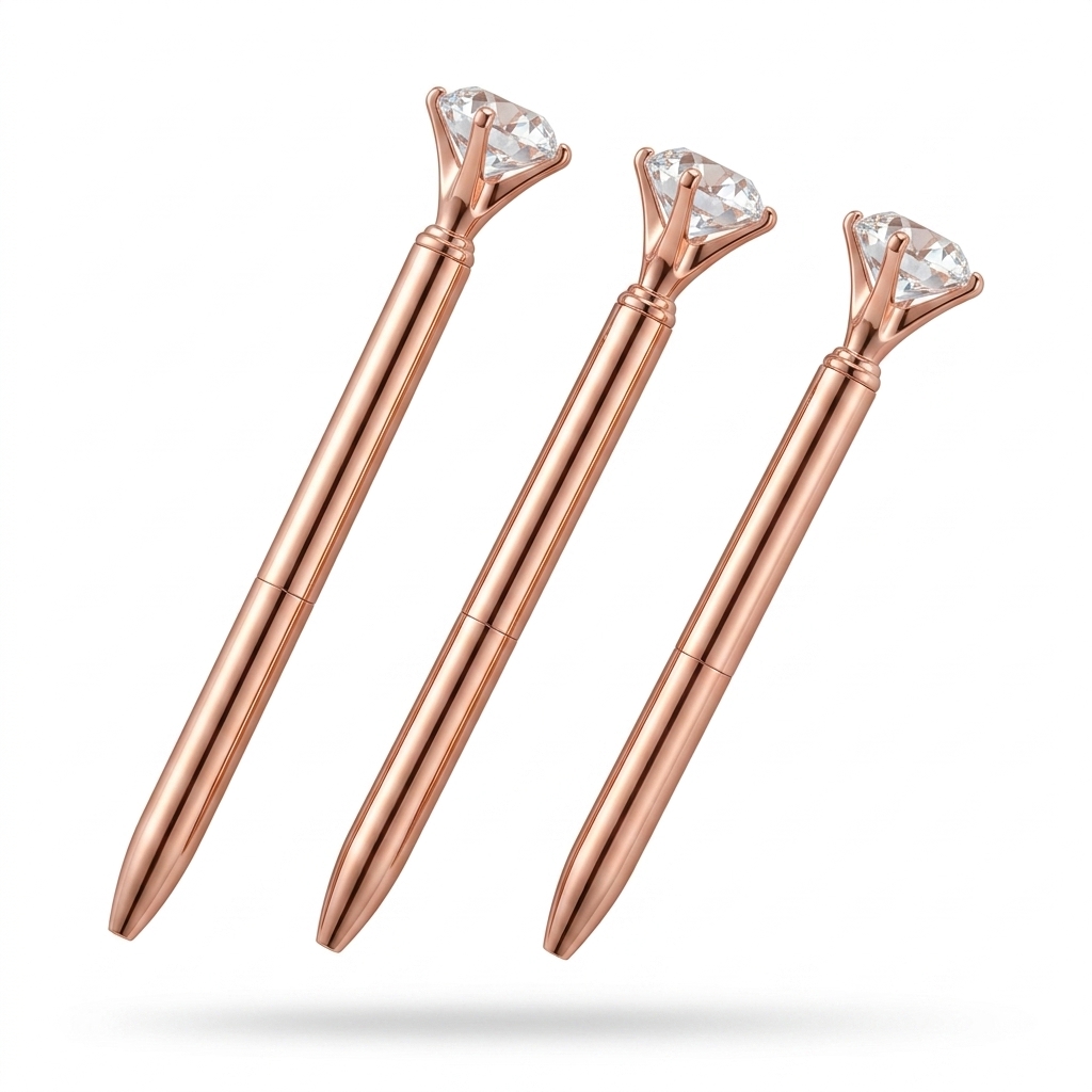 Rose Gold Diamond Pens Set of 3 for Gifting