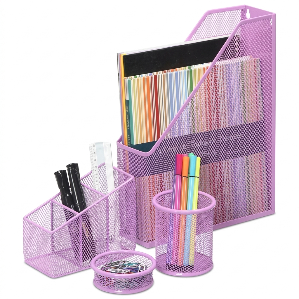 4-in-1 Metal Mesh Desk Organizer Set