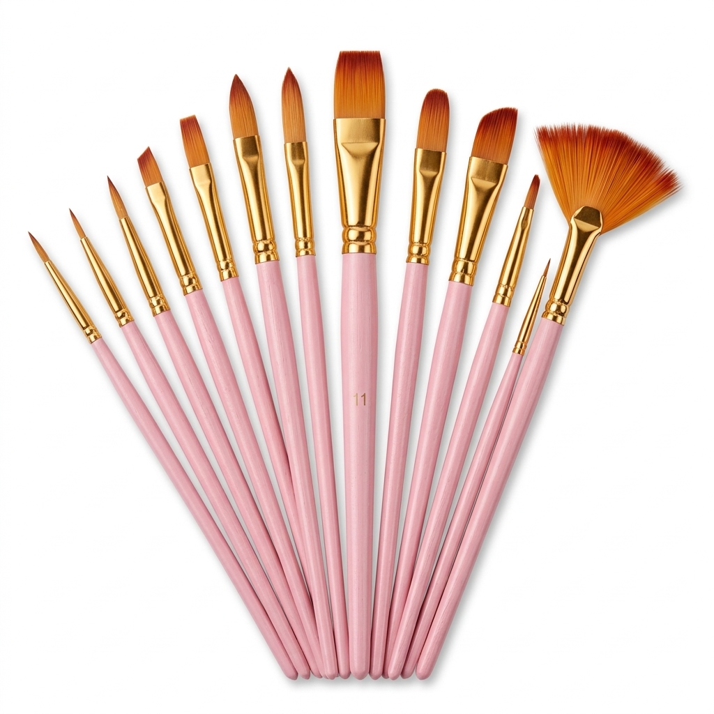 12 Pcs Artist Paint Brush Set for Acrylic Watercolor Oil