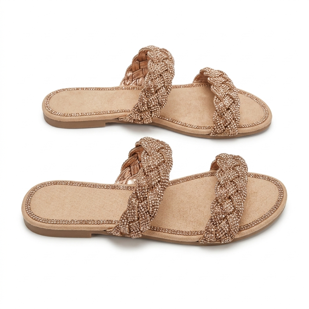 Women's Braided Embellished Flat Sandals for Casual Wear