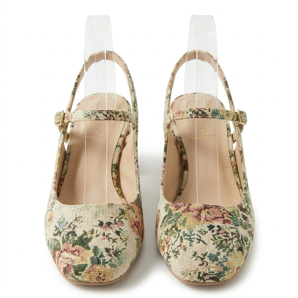 Elegant Floral Block Heel Pumps | Women's Fashion
