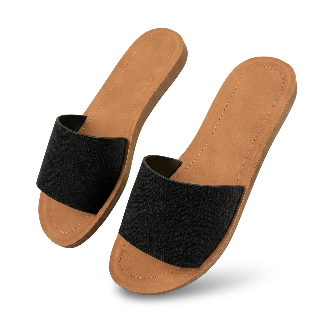 Trendy Black Flat Sliders for Women