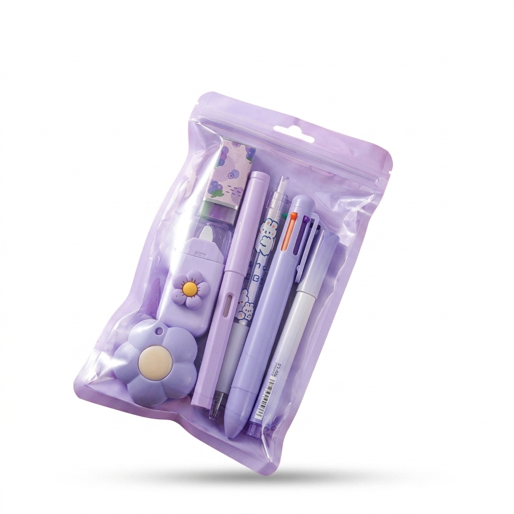 Purple Stationery Set for School & Office