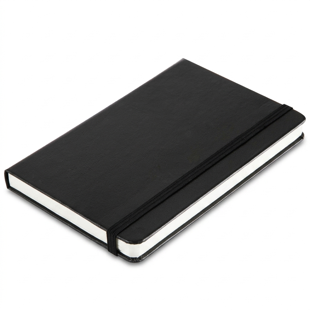 Black A5 Hardcover Notebook with Elastic Closure