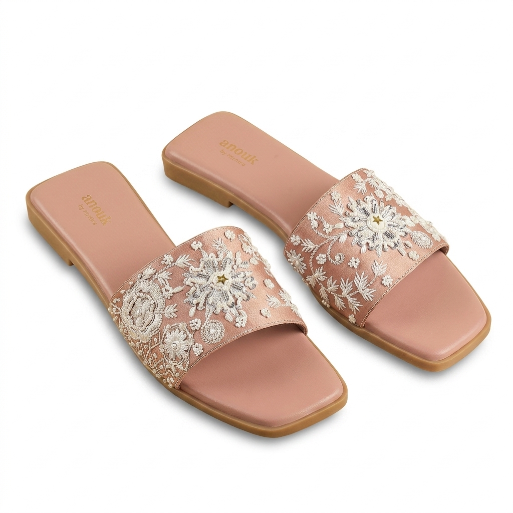 Ethnic Embroidered Flat Sliders for Women