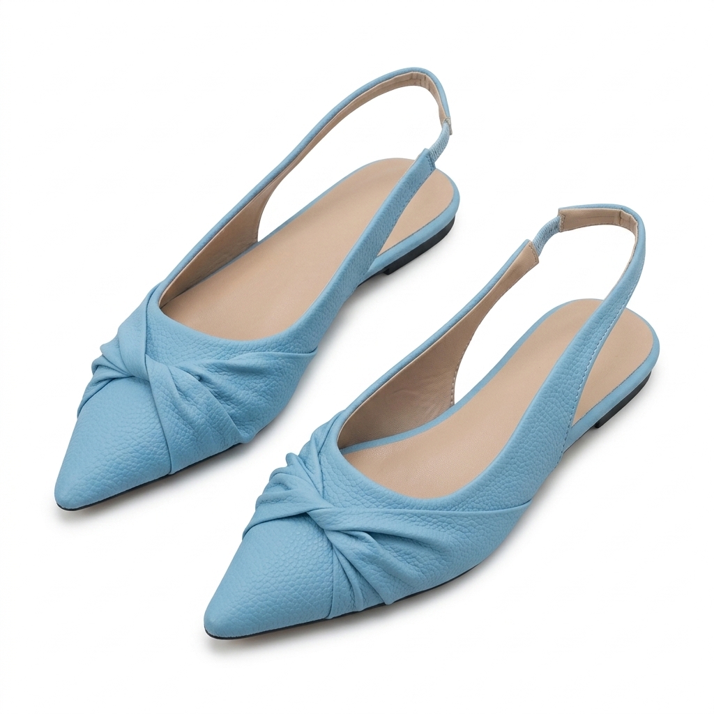 Elegant Light Blue Pointed Slingback Flats for Women