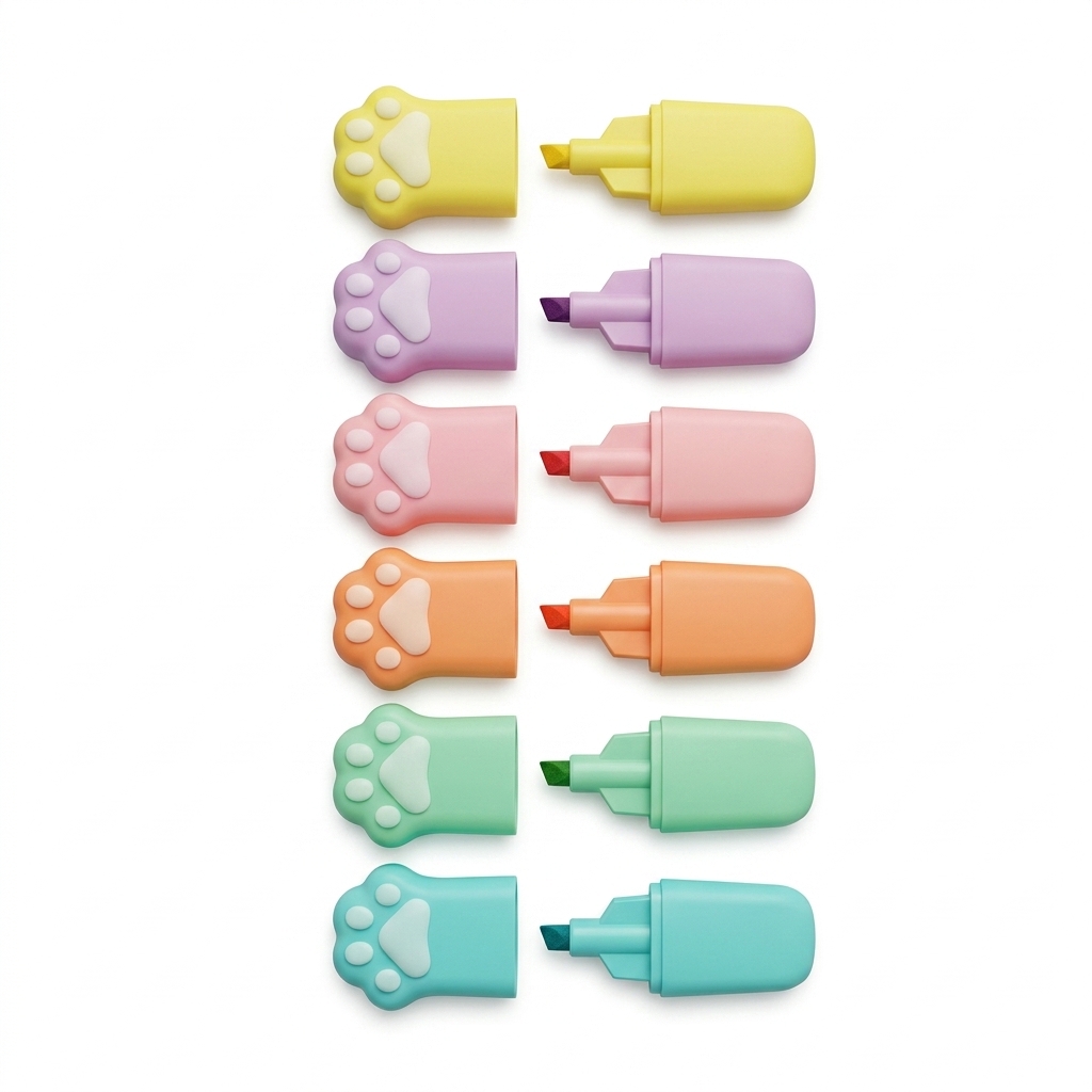 Cute Cat Paw Highlighters Set (6 Pcs)