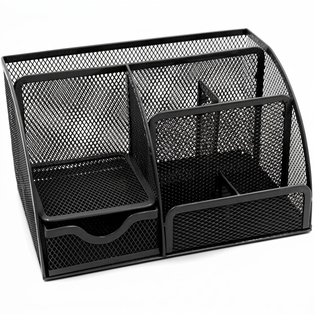 Multi-Compartment Mesh Desk Organizer for Office