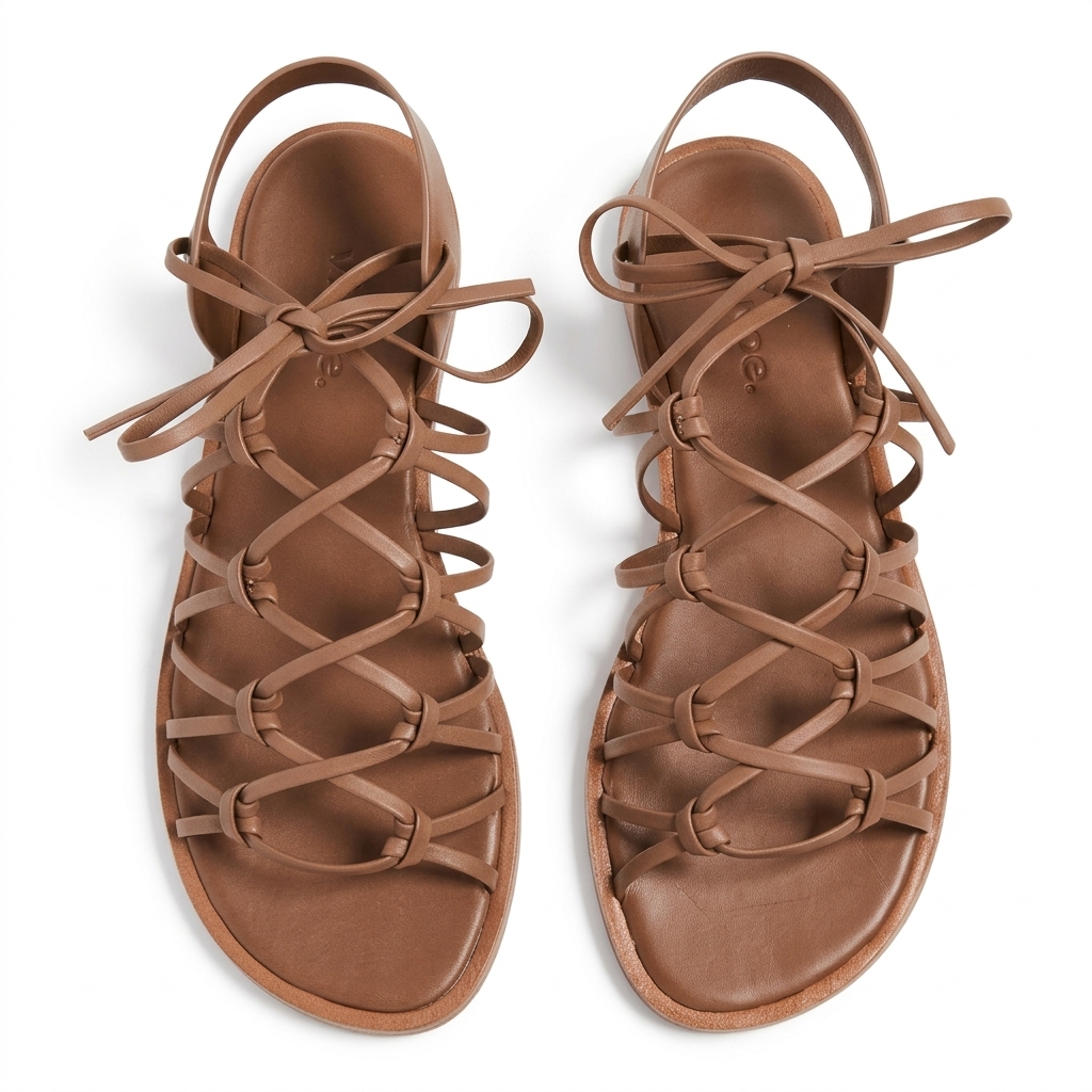 Trendy Brown Lace-Up Flat Sandals for Women