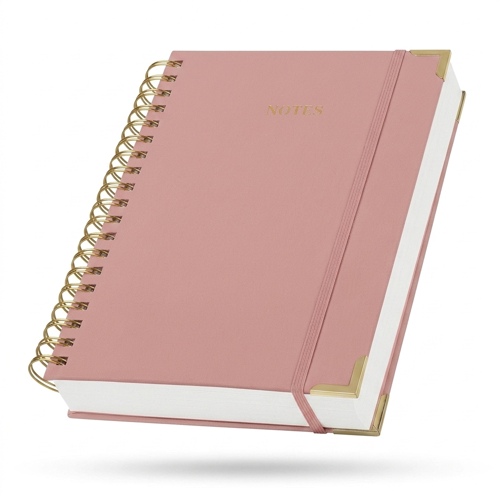 Elegant Pink Spiral Notebook A5 Size