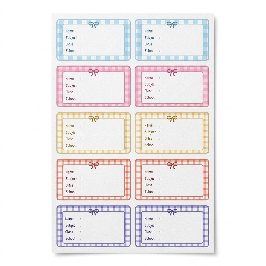 Gingham School Name Labels | Student Stickers