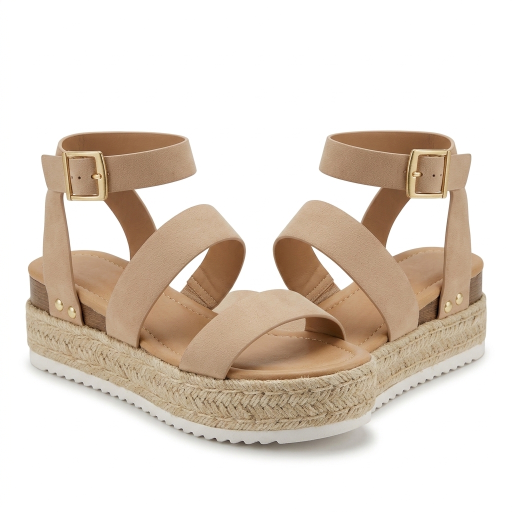 Women's Beige Platform Espadrille Sandals