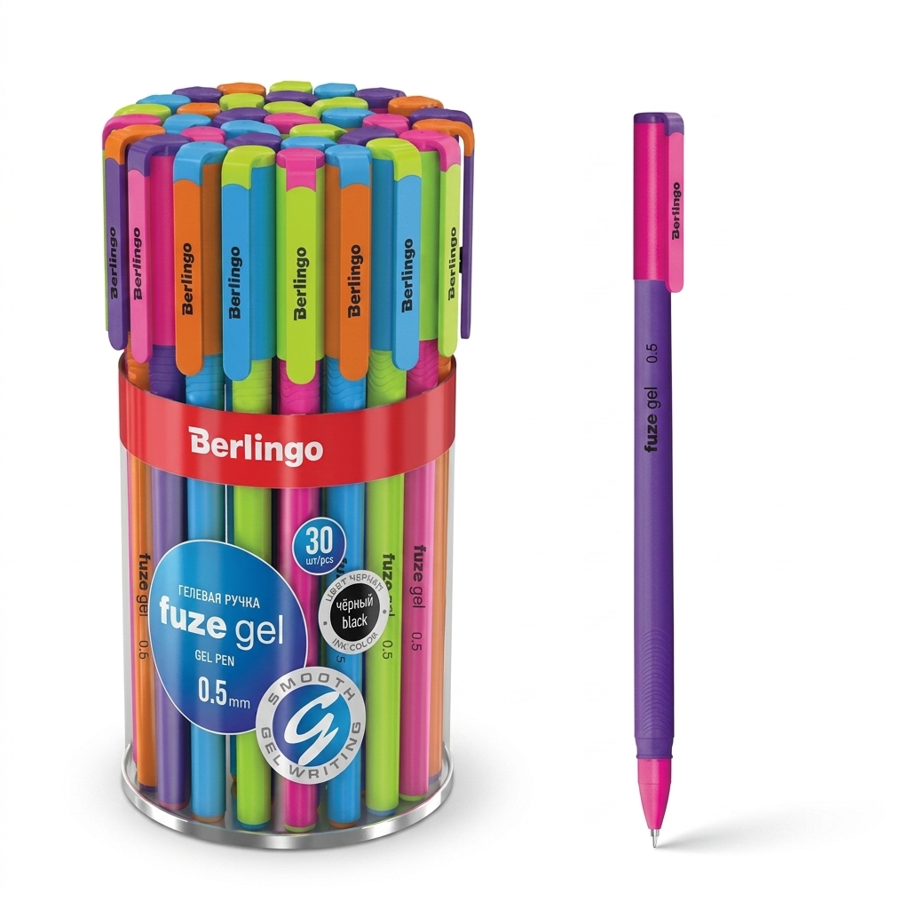 Berlingo Fuze Gel Pen 0.5mm 30 Pcs Black Ink