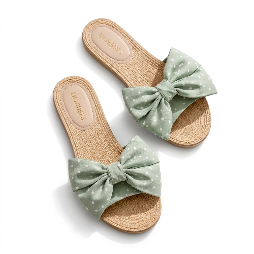 Stylish Polka Dot Bow Flat Sandals for Women