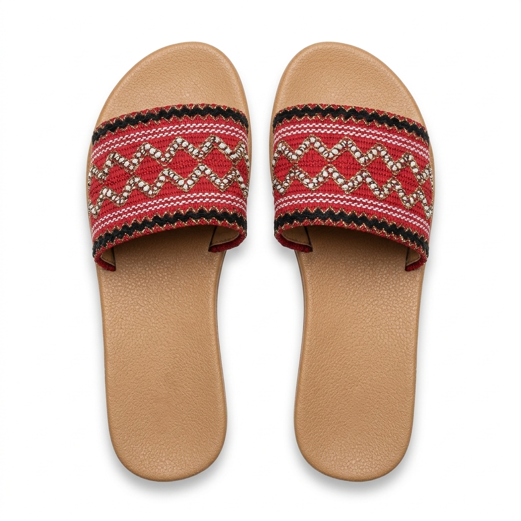Ethnic Embroidered Women's Flat Slide Sandals