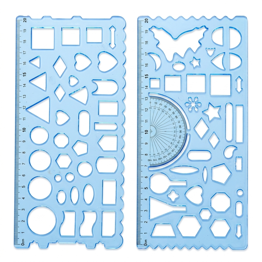 Shape Drawing Stencil Ruler Protractor Set