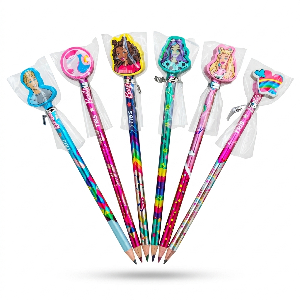 Barbie Licensed Pencils Set of 6 with Eraser Toppers