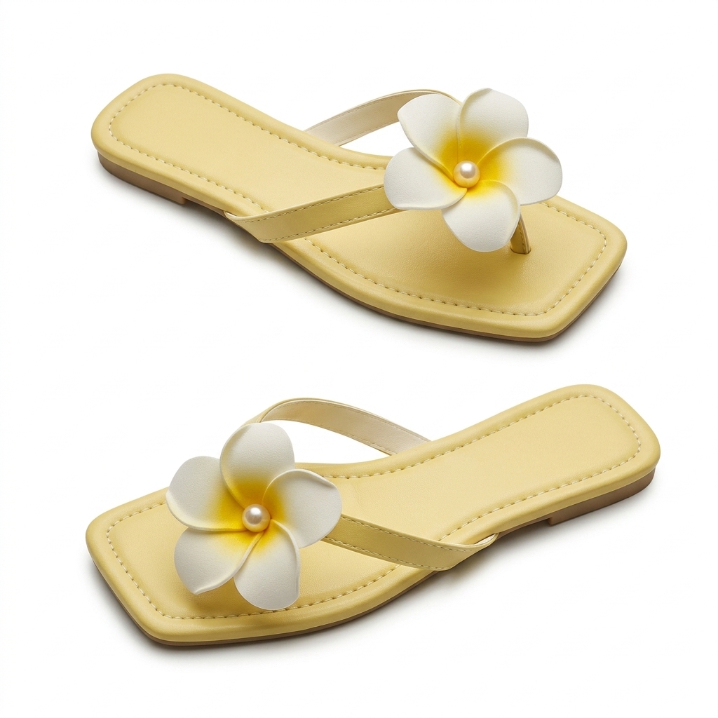 Women's Floral Plumeria Flat Sandals