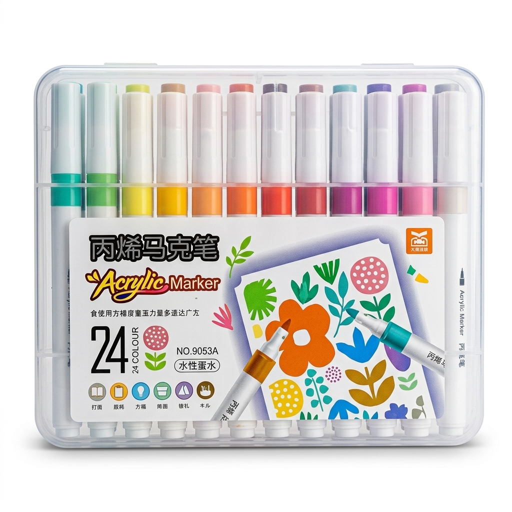 24 Colour Acrylic Marker Set for Art & Craft