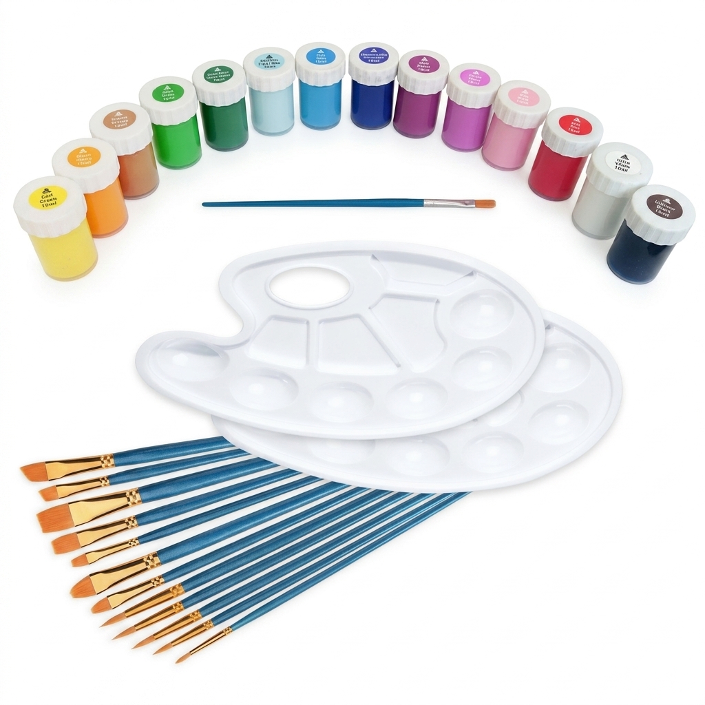 Kids' Multi-Color Paint Set with Brushes & Palettes